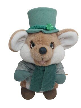 Applause Vintage Plush Mouse Green Top Hat & Scarf 1988 St Patrick's Day 12"